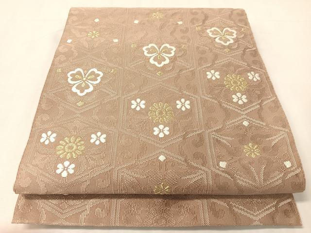 平和屋着物●八寸名古屋帯 唐織 綴れ 亀甲花文 金糸 正絹 逸品 CABI4393vp