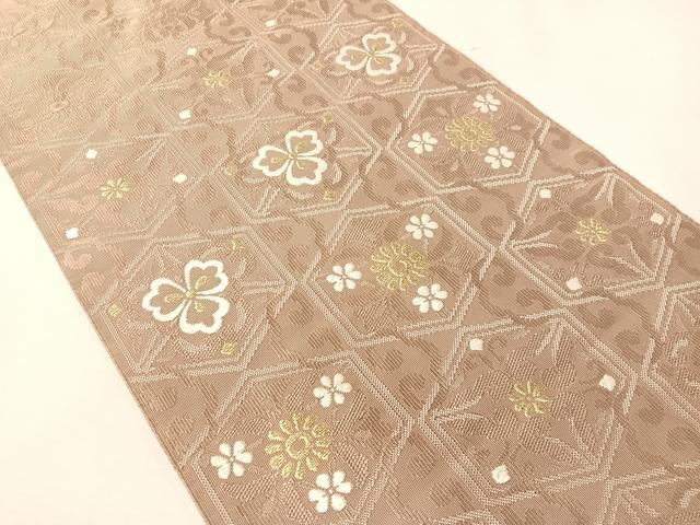 平和屋着物●八寸名古屋帯 唐織 綴れ 亀甲花文 金糸 正絹 逸品 CABI4393vp
