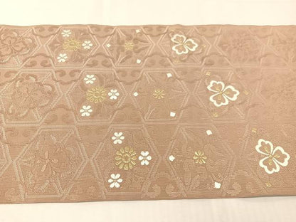 平和屋着物●八寸名古屋帯 唐織 綴れ 亀甲花文 金糸 正絹 逸品 CABI4393vp