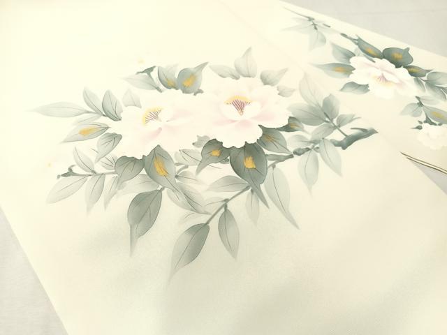 平和屋着物●塩瀬　九寸名古屋帯　作家物　手描き　枝花文　金彩　正絹　逸品　未使用　CABI4397vp