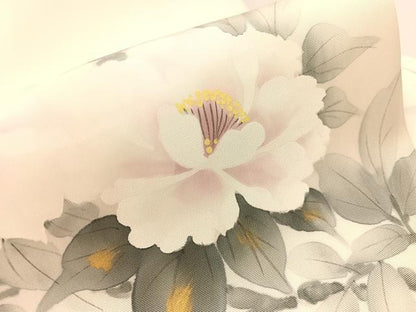 平和屋着物●塩瀬　九寸名古屋帯　作家物　手描き　枝花文　金彩　正絹　逸品　未使用　CABI4397vp