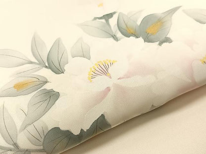 平和屋着物●塩瀬　九寸名古屋帯　作家物　手描き　枝花文　金彩　正絹　逸品　未使用　CABI4397vp