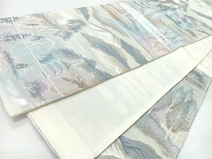 平和屋着物◎六通柄袋帯　錦袋　嵯峨野　銀糸　正絹　逸品　CABI4421nb