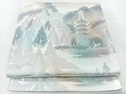 平和屋着物◎六通柄袋帯　錦袋　嵯峨野　銀糸　正絹　逸品　CABI4421nb