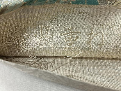 平和屋着物◎両面　全通柄袋帯　唐織　慶長重ね　御所車草花文　プラチナ箔　正絹　逸品　未使用　CABI4425nb