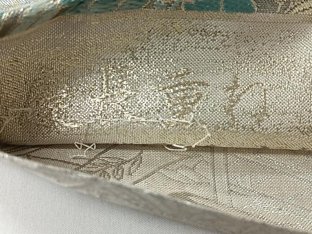 平和屋着物◎両面　全通柄袋帯　唐織　慶長重ね　御所車草花文　プラチナ箔　正絹　逸品　未使用　CABI4425nb