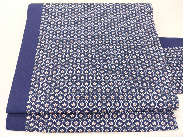 平和屋着物◎全通柄　九寸名古屋帯　型染め　亀甲花文　正絹　逸品　未使用　CABI4428nb