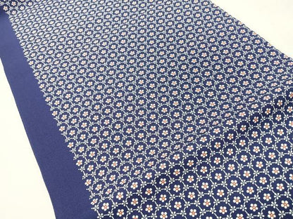 平和屋着物◎全通柄　九寸名古屋帯　型染め　亀甲花文　正絹　逸品　未使用　CABI4428nb
