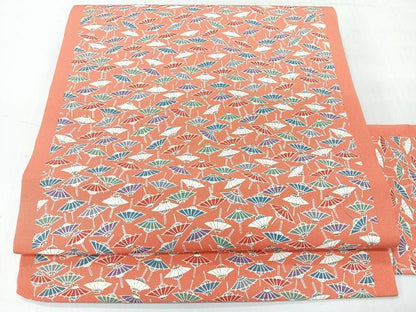 平和屋着物◎全通柄　九寸名古屋帯　型染め　番傘　正絹　逸品　未使用　CABI4430nb