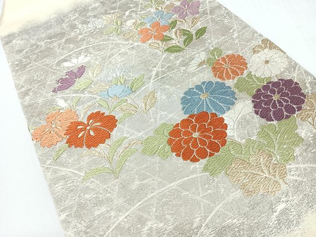 平和屋着物◎九寸名古屋帯　唐織　草花文　金銀糸　正絹　逸品　CABI4431nb