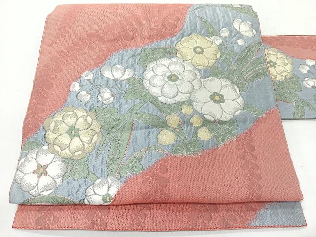 平和屋着物◎八寸名古屋帯　絞り　草花文　正絹　逸品　未使用　CABI4432nb