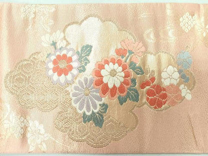平和屋着物◎九寸名古屋帯　唐織　雲取り流水花鳥文　金糸　正絹　逸品　CABI4435nb
