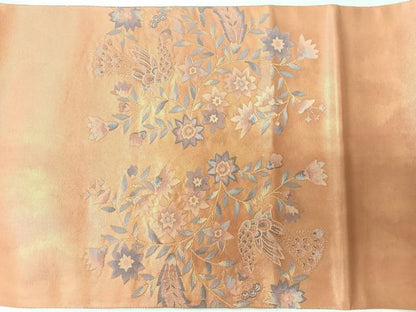 平和屋着物◎太鼓柄袋帯　花鳥文　正絹　逸品　CABI4439nb