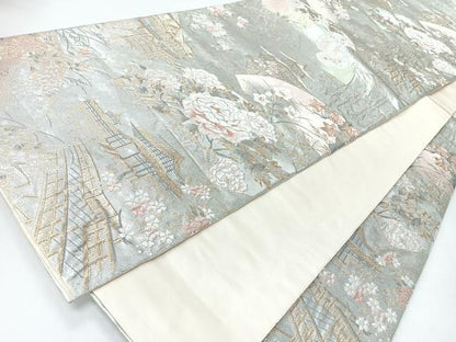 平和屋着物◎六通柄袋帯　古利四季花　金銀糸　正絹　逸品　CABI4440nb