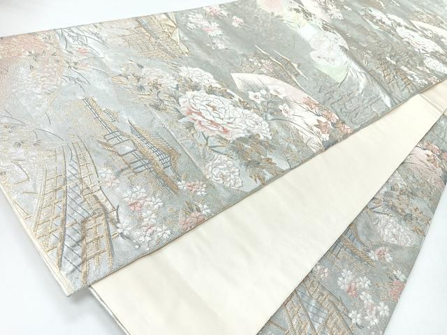 平和屋着物◎六通柄袋帯　古利四季花　金銀糸　正絹　逸品　CABI4440nb