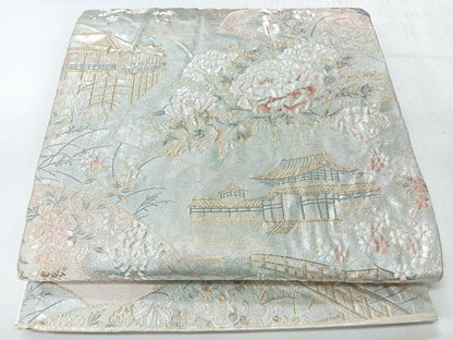 平和屋着物◎六通柄袋帯　古利四季花　金銀糸　正絹　逸品　CABI4440nb