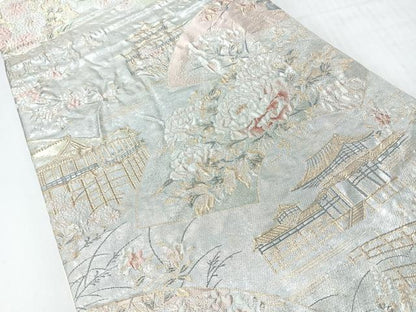 平和屋着物◎六通柄袋帯　古利四季花　金銀糸　正絹　逸品　CABI4440nb