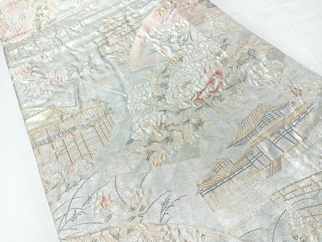 平和屋着物◎六通柄袋帯　古利四季花　金銀糸　正絹　逸品　CABI4440nb