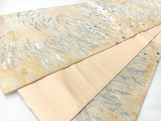 平和屋着物◎六通柄袋帯　飛鶴松葉文　金銀糸　正絹　逸品　CABI4442nb