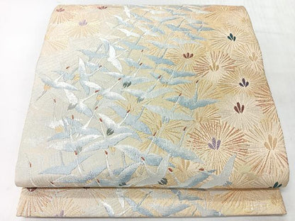 平和屋着物◎六通柄袋帯　飛鶴松葉文　金銀糸　正絹　逸品　CABI4442nb