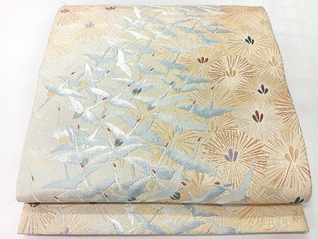 平和屋着物◎六通柄袋帯　飛鶴松葉文　金銀糸　正絹　逸品　CABI4442nb