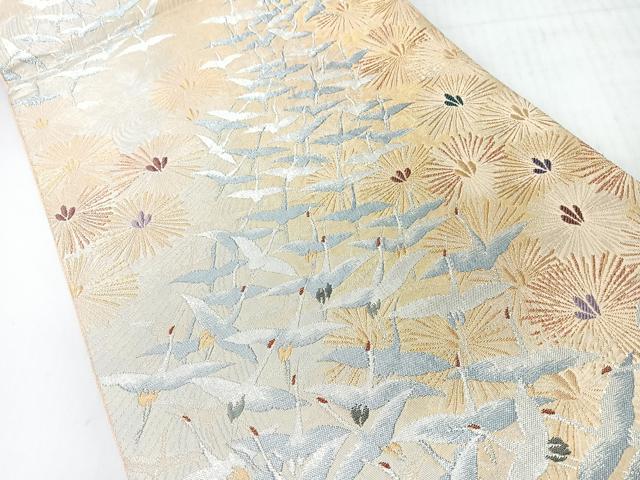 平和屋着物◎六通柄袋帯　飛鶴松葉文　金銀糸　正絹　逸品　CABI4442nb