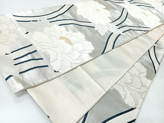 平和屋着物◎六通柄袋帯　唐織　立涌牡丹文　金銀糸　正絹　逸品　CABI4443nb