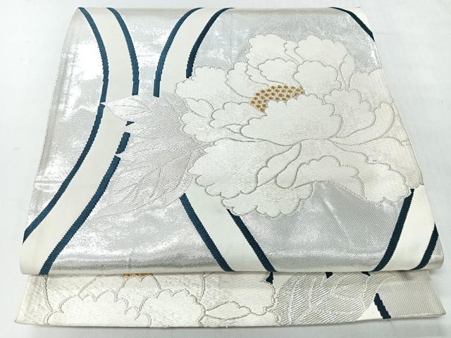 平和屋着物◎六通柄袋帯　唐織　立涌牡丹文　金銀糸　正絹　逸品　CABI4443nb