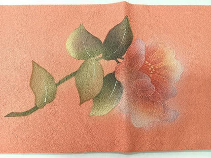 平和屋着物◎九寸名古屋帯　手描き　舞花文　金糸　正絹　逸品　CABI4444nb