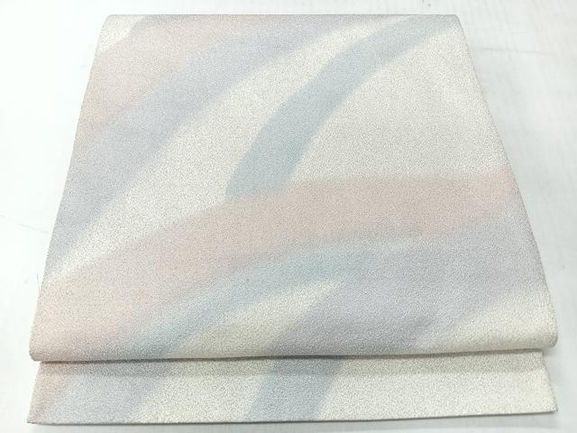 平和屋着物◎全通柄袋帯　霞文　銀糸　正絹　逸品　CABI4445nb