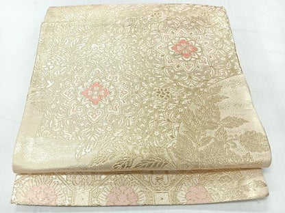 平和屋着物◎六通柄袋帯　唐織　地紙正倉院花文　金糸　正絹　逸品　CABI4458nb