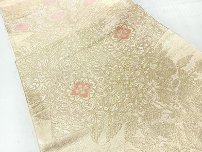 平和屋着物◎六通柄袋帯　唐織　地紙正倉院花文　金糸　正絹　逸品　CABI4458nb
