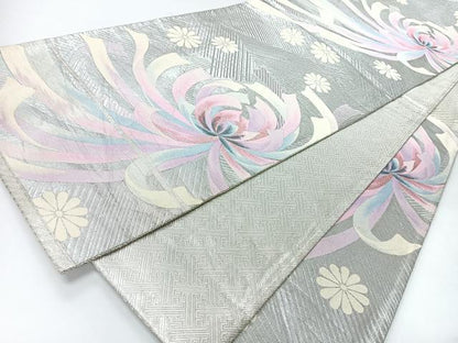 平和屋着物◎佐賀錦　六通柄袋帯　乱菊　銀糸　正絹　逸品　CABI4459nb