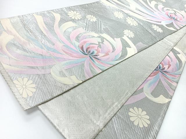 平和屋着物◎佐賀錦　六通柄袋帯　乱菊　銀糸　正絹　逸品　CABI4459nb