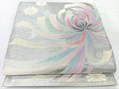 平和屋着物◎佐賀錦　六通柄袋帯　乱菊　銀糸　正絹　逸品　CABI4459nb