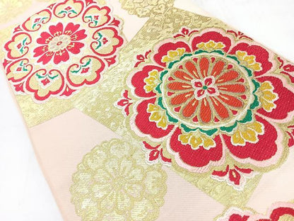 平和屋着物◎六通柄　本袋帯　唐織　色紙重ね更紗花文　金糸　正絹　逸品　CABI4462nb