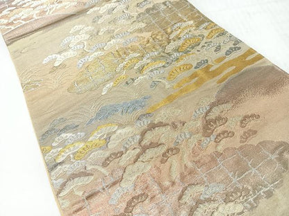 平和屋着物◎六通柄袋帯　雲取り松文　金銀糸　正絹　逸品　CABI4471nb