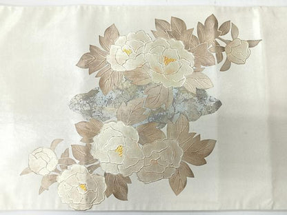 平和屋着物◎太鼓柄袋帯　牡丹　金彩　正絹　逸品　CABI4472nb
