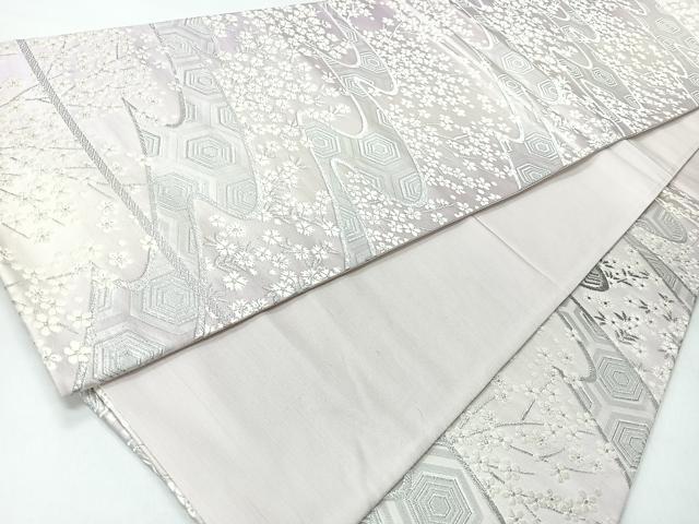 平和屋着物◎六通柄袋帯　唐織　亀甲舞花文　銀糸　正絹　逸品　CABI4473nb
