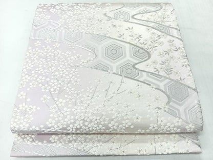 平和屋着物◎六通柄袋帯　唐織　亀甲舞花文　銀糸　正絹　逸品　CABI4473nb