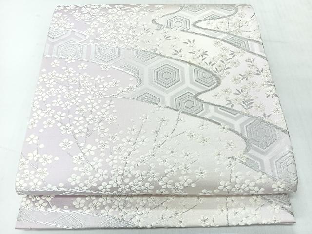 平和屋着物◎六通柄袋帯　唐織　亀甲舞花文　銀糸　正絹　逸品　CABI4473nb