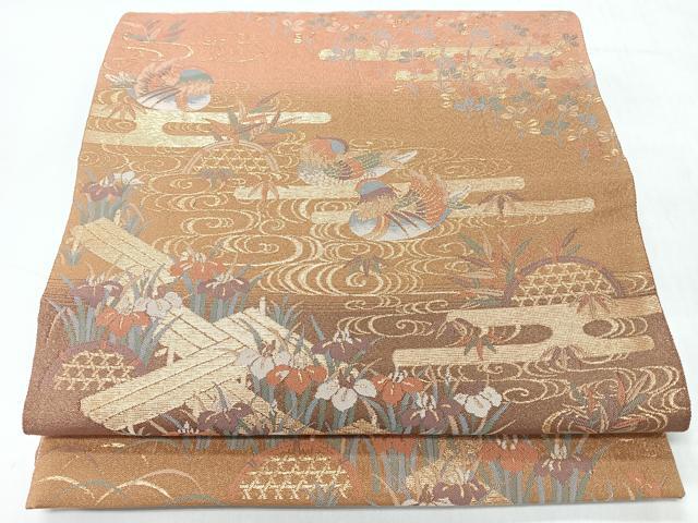 平和屋着物◎六通柄袋帯　蓬萊鴛鴦流麗文　金糸　正絹　逸品　CABI4475nb