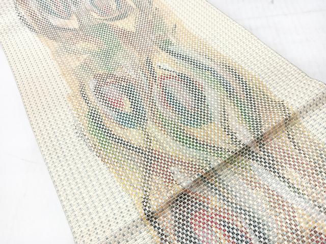 平和屋着物◎八寸名古屋帯　幾何学文　正絹　逸品　CABI4480nb