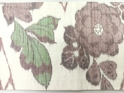 平和屋着物◎九寸名古屋帯　紬地　草花文　正絹　逸品　CABI4481nb