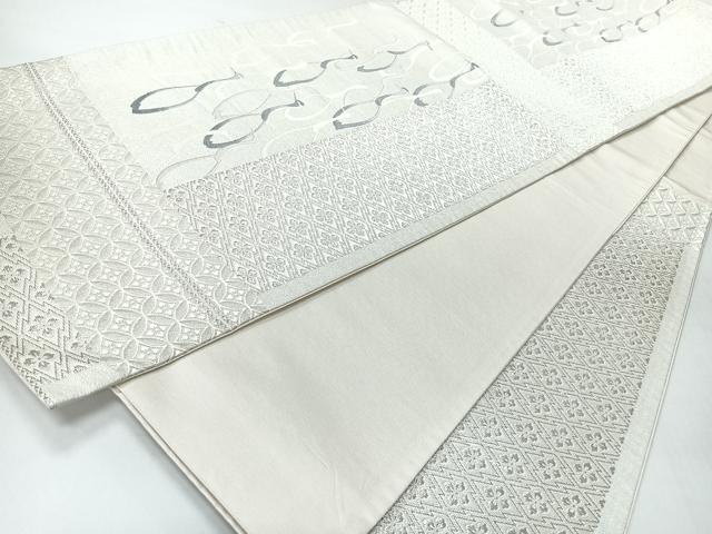 平和屋着物◎六通柄袋帯　群鶴　銀糸　正絹　逸品　CABI4501nb
