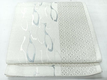 平和屋着物◎六通柄袋帯　群鶴　銀糸　正絹　逸品　CABI4501nb