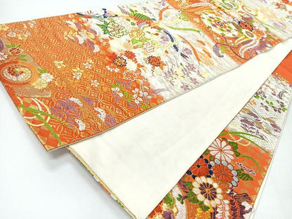 平和屋着物◎六通柄袋帯　唐織　花鳥文　金銀糸　正絹　逸品　CABI4502nb