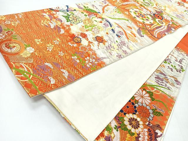 平和屋着物◎六通柄袋帯　唐織　花鳥文　金銀糸　正絹　逸品　CABI4502nb