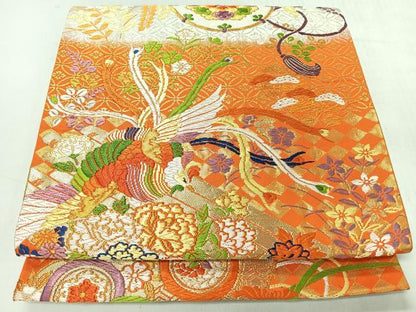 平和屋着物◎六通柄袋帯　唐織　花鳥文　金銀糸　正絹　逸品　CABI4502nb