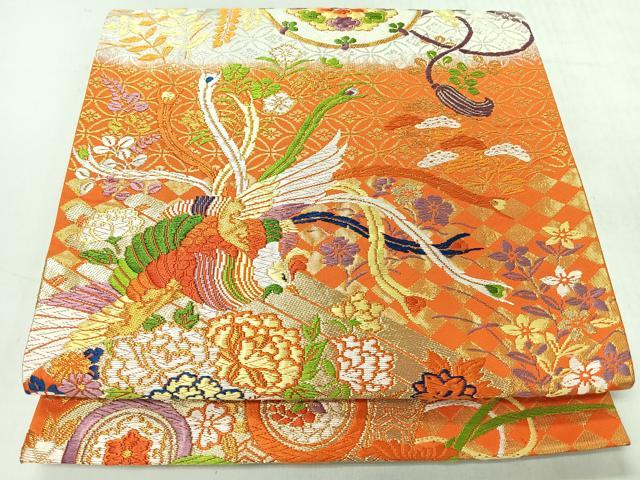 平和屋着物◎六通柄袋帯　唐織　花鳥文　金銀糸　正絹　逸品　CABI4502nb